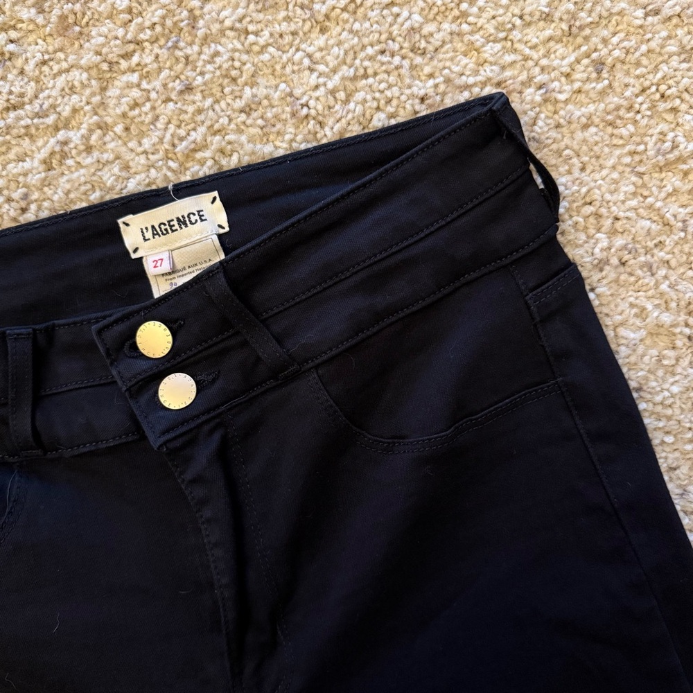 L'AGENCE Peyton High Rise Skinny Black Jeans Pants with Double Buttons - Size 27